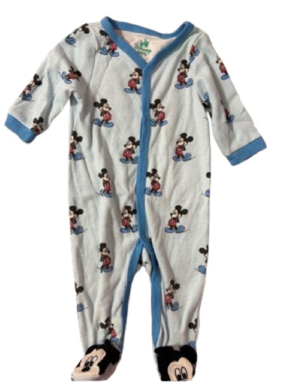 Disney Blue Mickey Mouse Footed One-Piece size 6-9 month